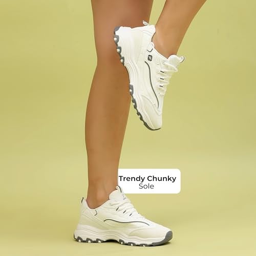 YOHO Chonks Women’s Sporty Comfortable Chunky Sneakers | White - UK 8 - Image 2