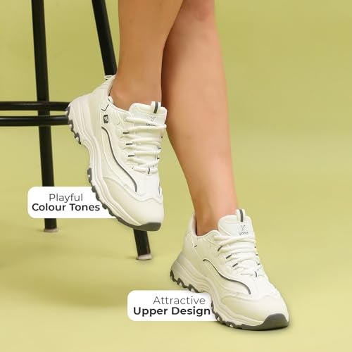 YOHO Chonks Women’s Sporty Comfortable Chunky Sneakers | White - UK 8 - Image 3