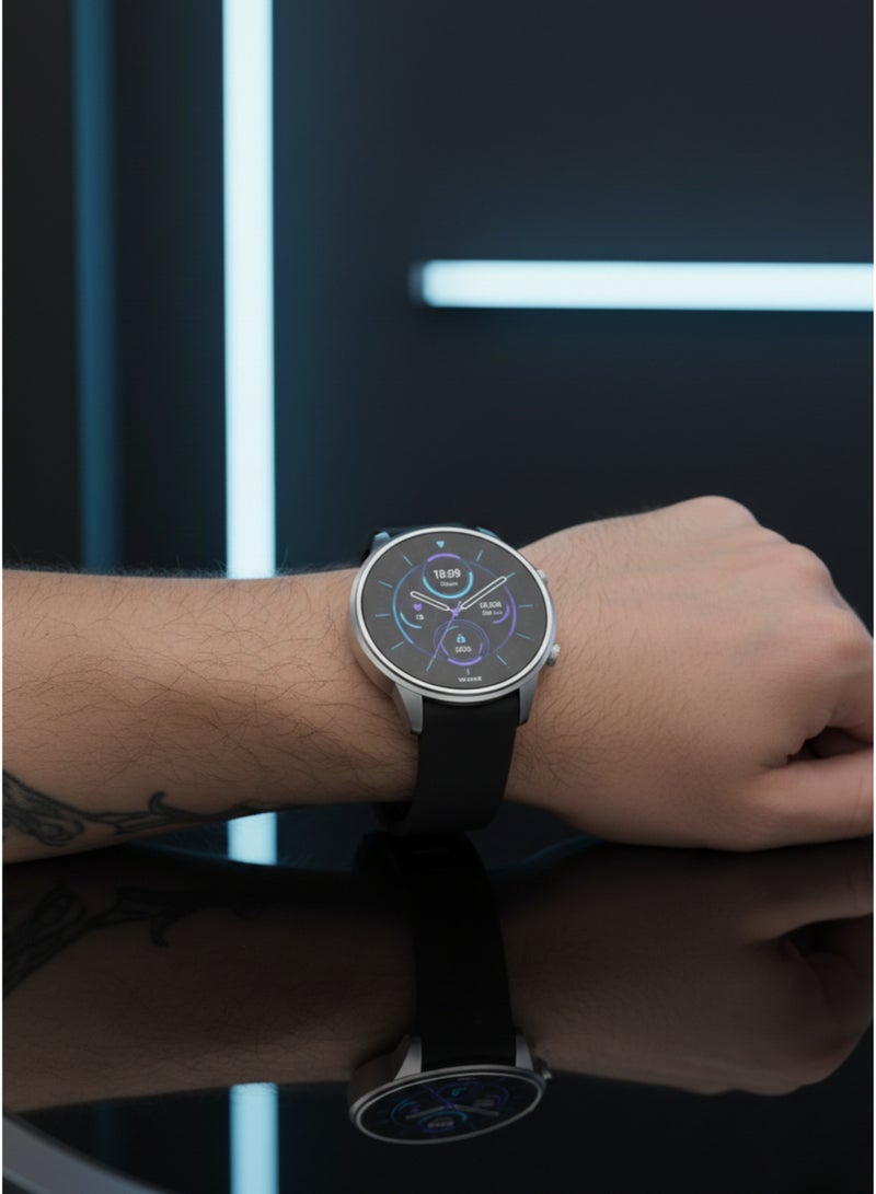 ويزمي ساعة WISME X56 MAX الذكية فضية اللون - مكالمات بلوتوث، تحديد المواقع عبر نظام تحديد المواقع العالمي (GPS)، إشعارات، 3 أحزمة، شاحن مغناطيسي - Image 4