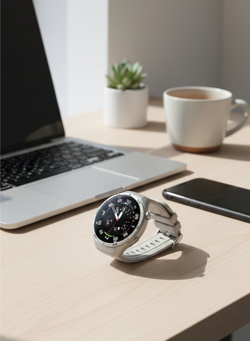 ويزمي ساعة WISME X56 MAX الذكية فضية اللون - مكالمات بلوتوث، تحديد المواقع عبر نظام تحديد المواقع العالمي (GPS)، إشعارات، 3 أحزمة، شاحن مغناطيسي - Image 5