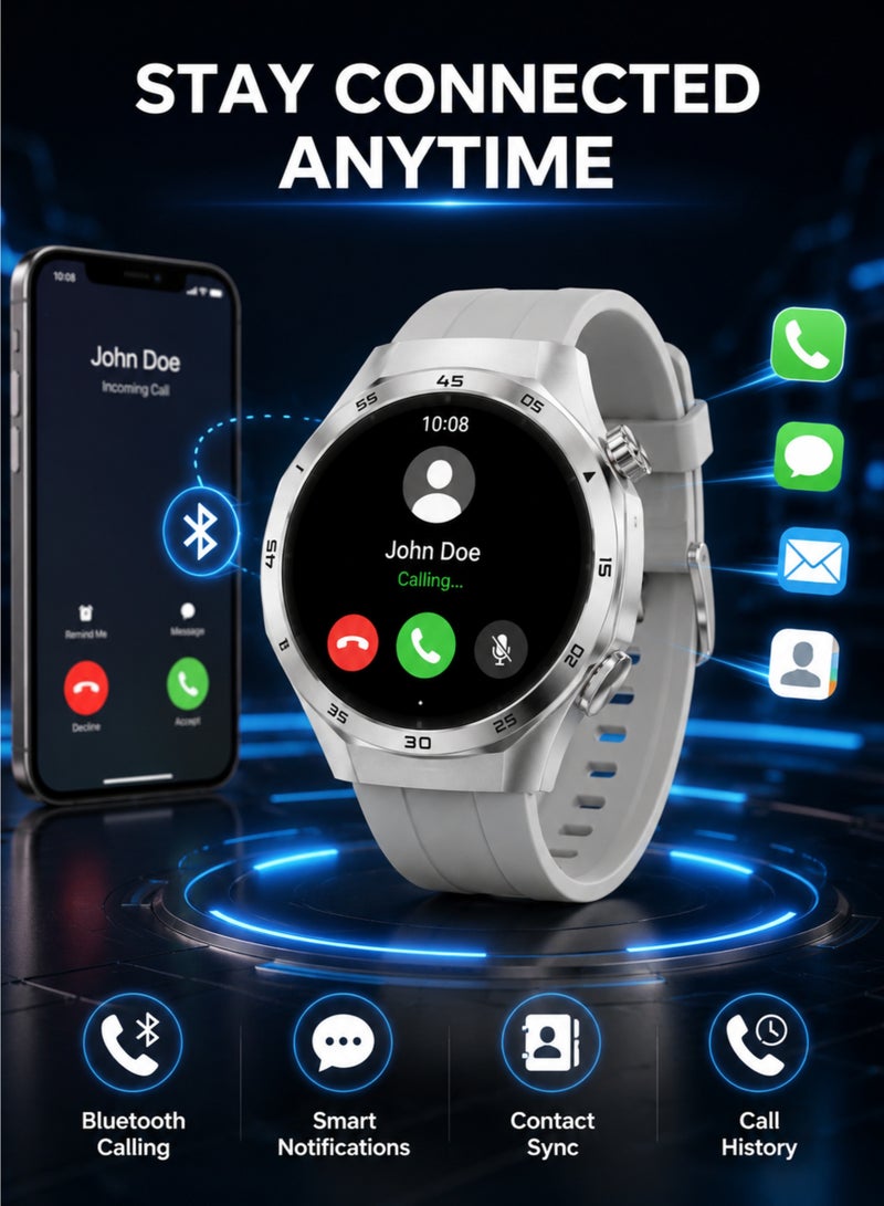 WISME X56 MAX Smart Watch for Men Silver Bluetooth Calling GPS Notifications 3 Straps Touch Screen - Image 3