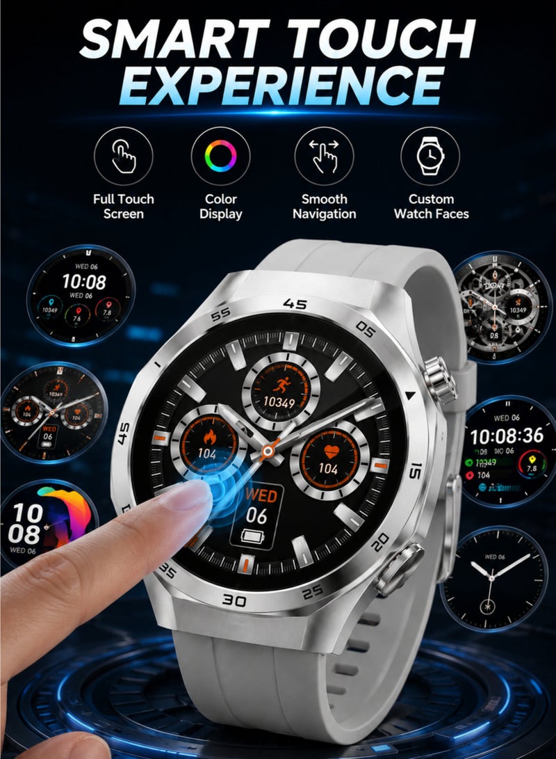 WISME X56 MAX Smart Watch for Men Silver Bluetooth Calling GPS Notifications 3 Straps Touch Screen - Image 4