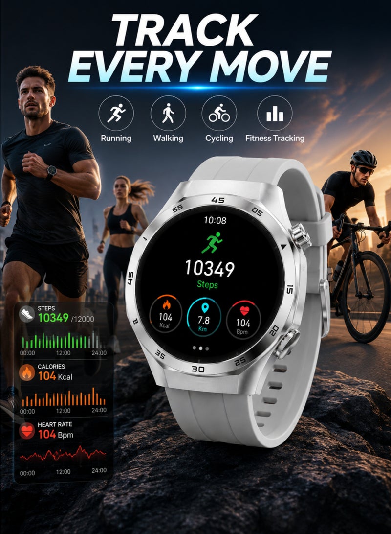 WISME X56 MAX Smart Watch for Men Silver Bluetooth Calling GPS Notifications 3 Straps Touch Screen - Image 5
