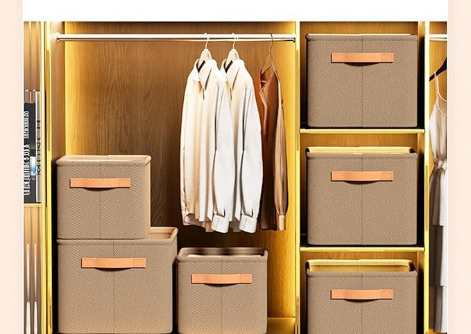 Calyrex Folding Storage Box With Lid Fabric Foldable Steel Storage Cubes Organizer with Handles Frame Collapsible Clothes Organizer BoxBin With Tranasparent Lid - Image 2