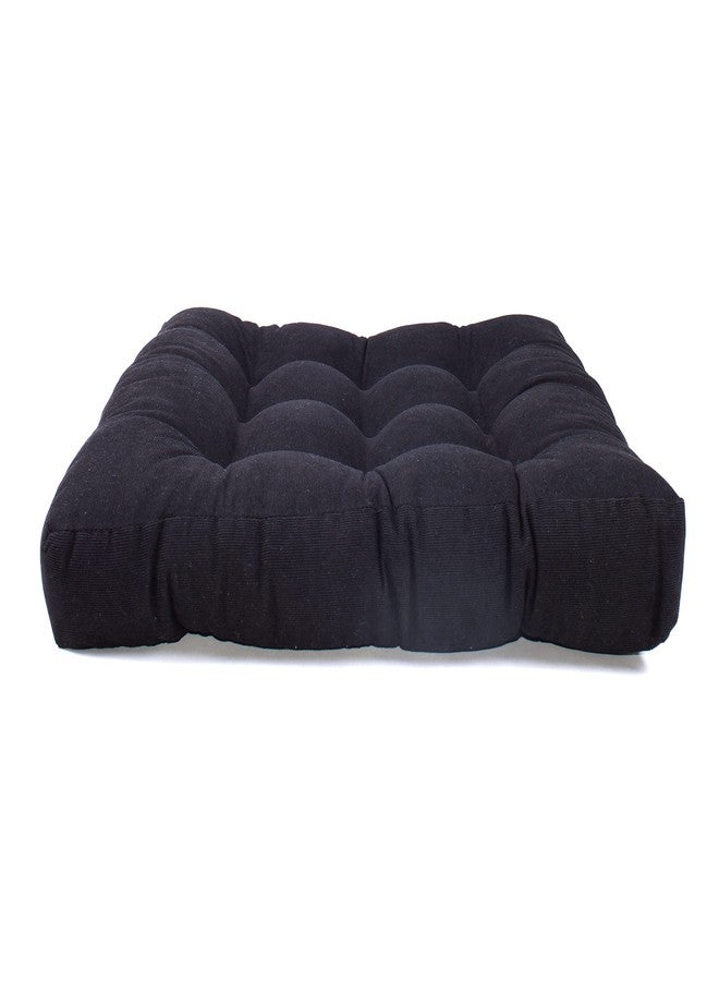 LANITI 24” Inch Extra Large Floor Cushions Tufted Floor Pillow for Adults Square Meditation Ultimate Comfort Oversized Pillows for Floor Cushion (Black) - Image 2