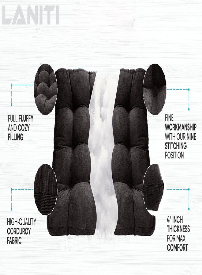 LANITI 24” Inch Extra Large Floor Cushions Tufted Floor Pillow for Adults Square Meditation Ultimate Comfort Oversized Pillows for Floor Cushion (Black) - Image 3