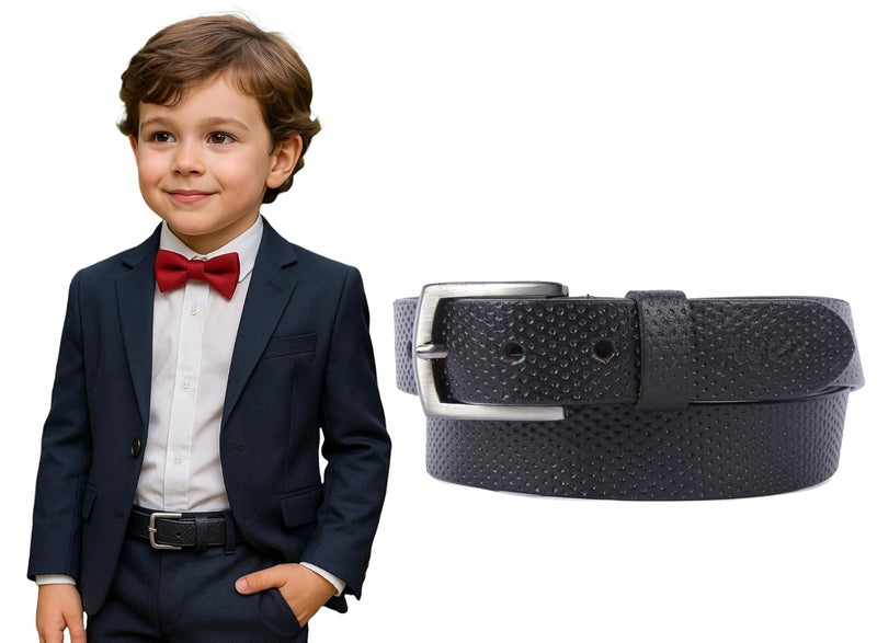 Flyer Kids Genuine Leather Belt for Boys & Girls | Adjustable Buckle Belt for Age 2–14 Years | Ideal for School, Casual, Formal, Bike Ride & Two-Wheeler BL4680 - Image 1