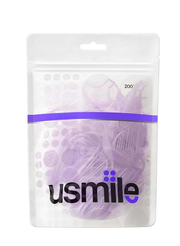 يو سمايل خيط تنظيف الأسنان المزدوج من usmile ضد تسوس الأسنان، عصا تنظيف الأسنان، العناية بالفم بين الأسنان (200 قطعة) - Image 1