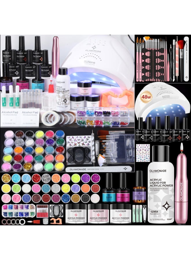 Glamonade Acrylic Nail Kit with Everything Professional Nail Kit Set for Beginners 48W Nail Lamp Complete Nail Supplies Salon - Image 2