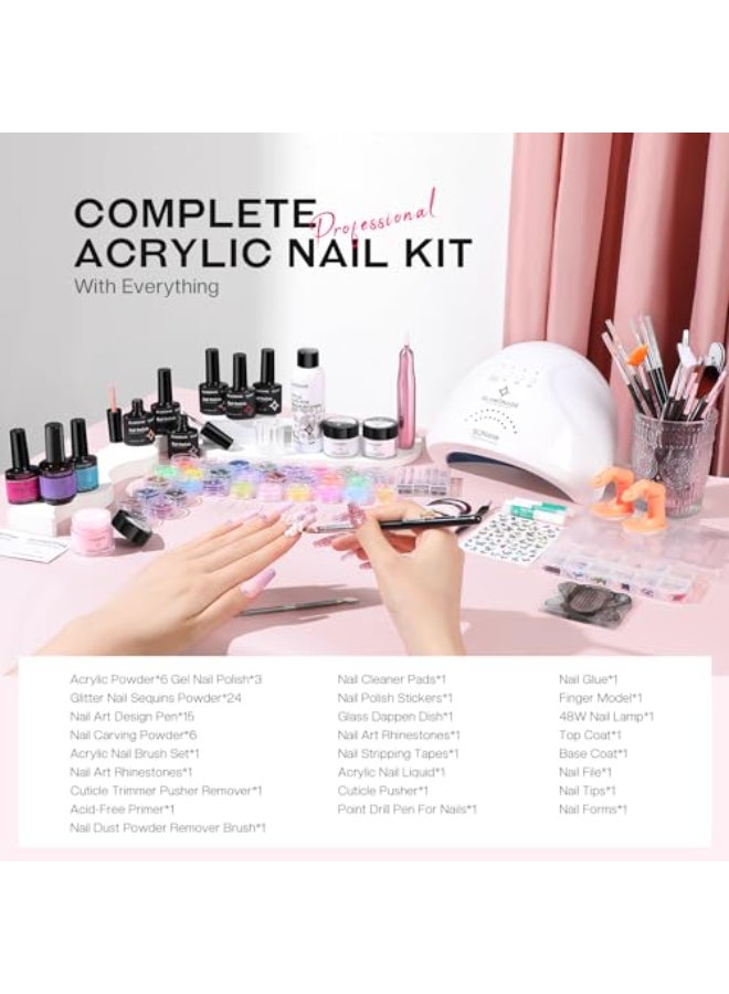 Glamonade Acrylic Nail Kit with Everything Professional Nail Kit Set for Beginners 48W Nail Lamp Complete Nail Supplies Salon - Image 3