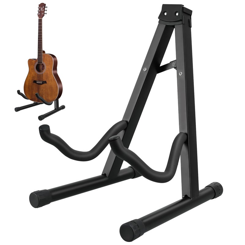 DkOvn 1 Pack A-Frame Folding Guitar Stand, Metal with Non-Slip Rubber and Foam Arms, Supports Acoustic, Electric, Bass, Ukulele, Banjo - Image 1