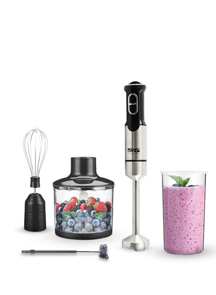 دي اس بي مجموعة خلاط يدوي 5 في 1 من دي اس بي، محرك نحاسي كامل بقدرة 800 وات، وظيفة تربو، سرعة متغيرة، هيكل وشفرات من الستانلس ستيل، KM1153 (أسود) - Image 1
