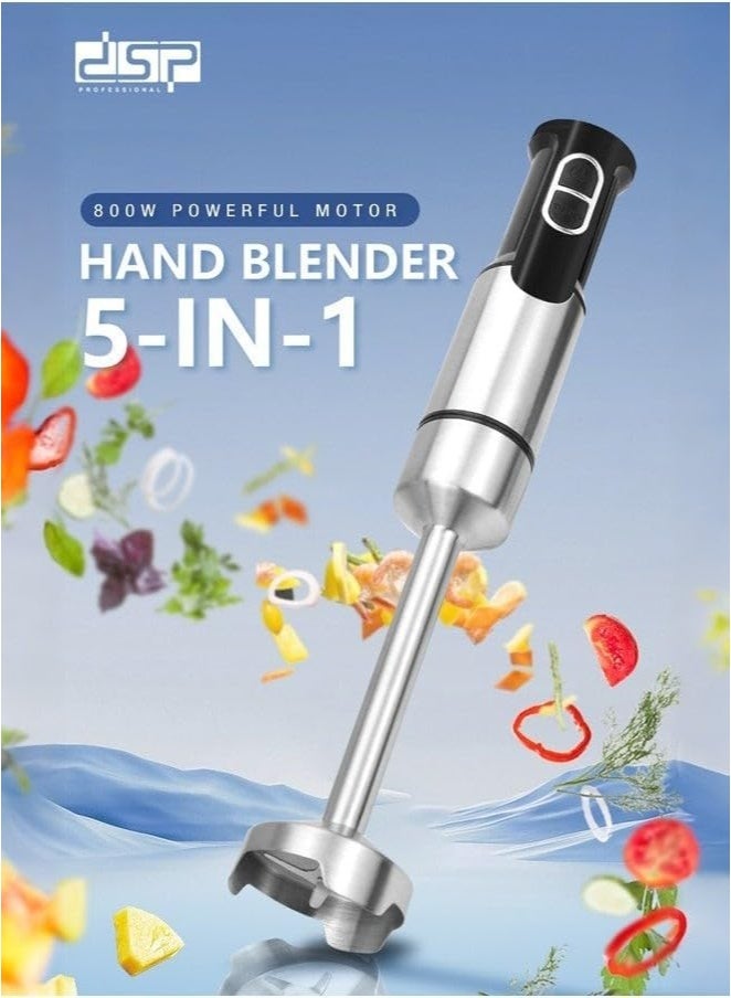 دي اس بي مجموعة خلاط يدوي 5 في 1 من دي اس بي، محرك نحاسي كامل بقدرة 800 وات، وظيفة تربو، سرعة متغيرة، هيكل وشفرات من الستانلس ستيل، KM1153 (أسود) - Image 3