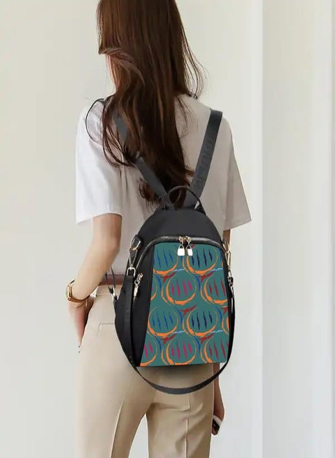 ASDIP Trendy Abstract Printed Mini Backpack for Women & Girls | Stylish, Lightweight Daypack for College, Travel & Casual Use (dark blue) - Image 2