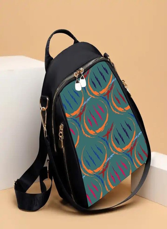 ASDIP Trendy Abstract Printed Mini Backpack for Women & Girls | Stylish, Lightweight Daypack for College, Travel & Casual Use (dark blue) - Image 3