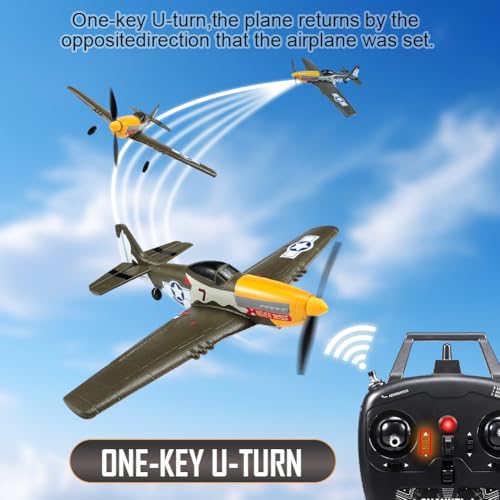 RoofWorld RC Plane 4 Channel Remote Control Airplane Ready to Fly P51D Mustang RC Airplane Easy Control for Beginners Adults - Image 3