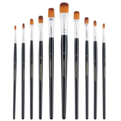 Transon Synthetic Filbert Paint Brush Set 10pcs for Acrylic Watercolor Gouache Art Painting and Body Craft Painting - Image 2