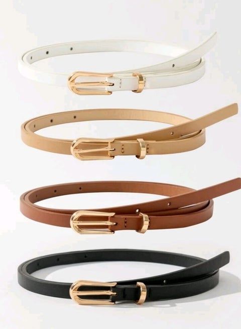 طقم أحزمة نسائية رفيعة بمشبك ذهبي اللون، مكون من 4 قطع، مناسب للصيف