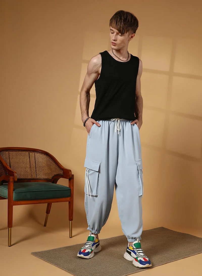 CAHOOT  Men's Powder Blue Slouchy Utility Trousers for Men | Best Price UAE