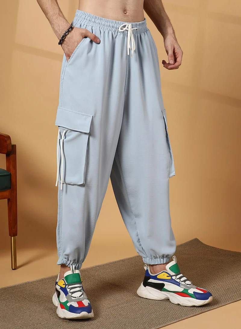 CAHOOT  Men's Powder Blue Slouchy Utility Trousers for Men | Best Price UAE