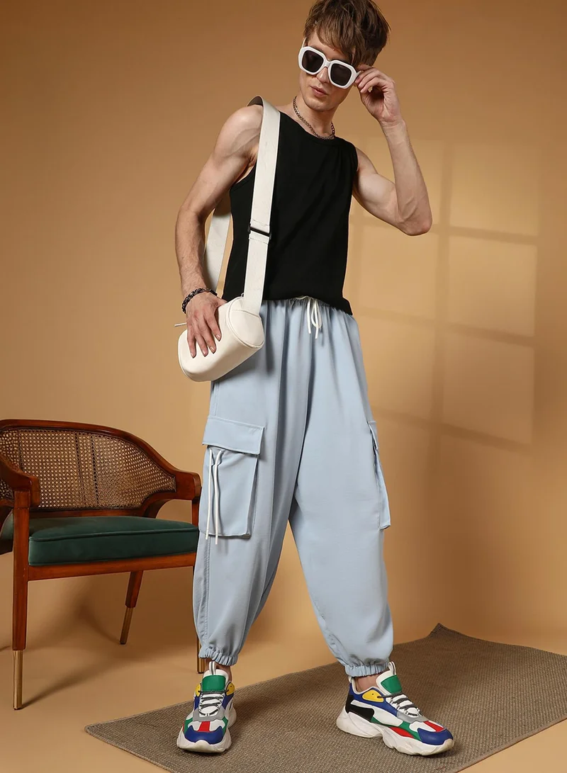CAHOOT  Men's Powder Blue Slouchy Utility Trousers for Men | Best Price UAE