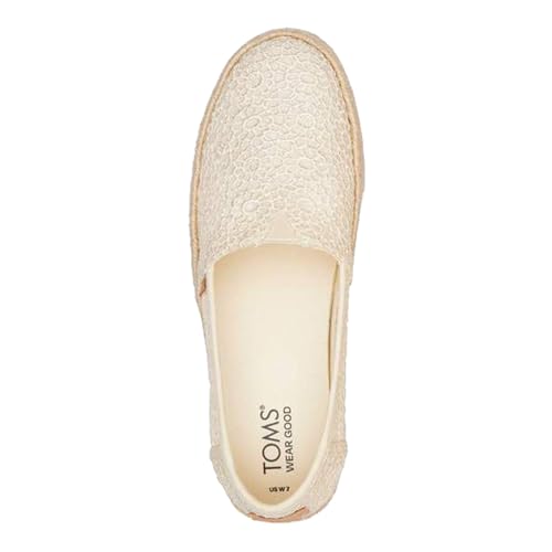 TOMS Womens Valencia Floral Crochet Platform Espadrille Slip On Flats Casual - Off White - Size 6.5 B - Image 5