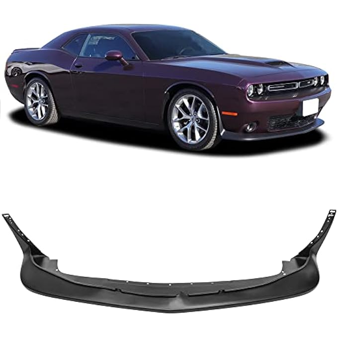 GT-Speed Compatible with/Replacement for Front Bumper Lip, SRT Style PU Front Lip Spoiler Black, Fits 2015 2016 2017 2018 2019 2020 Dodge Challenger RT SE SXT SRT8 - Image 1