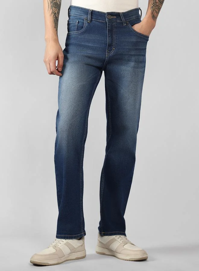 Dennis Lingo Dennis Lingo Mid Rise Straight Fit Faded Jeans