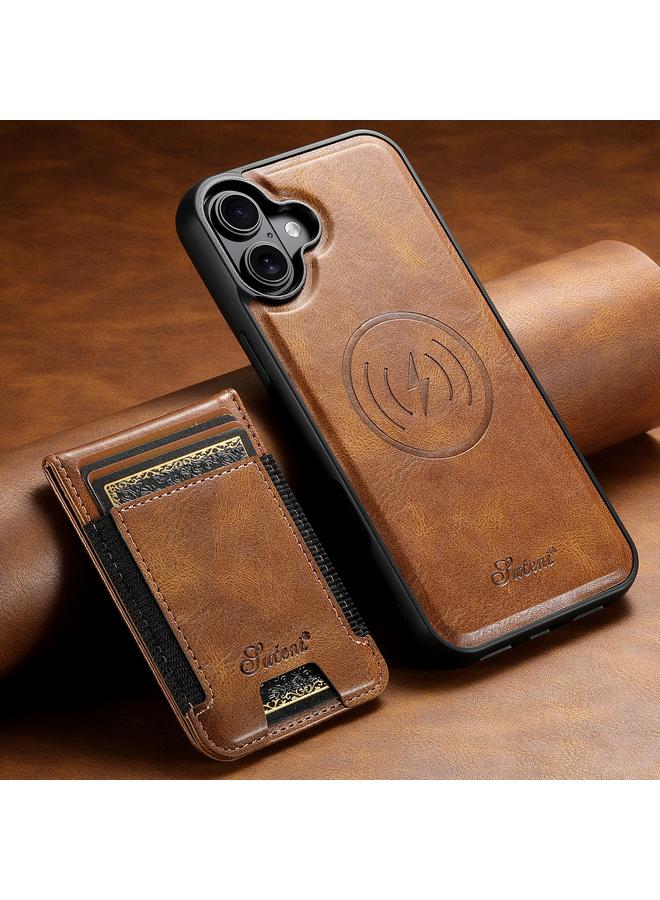 Suteni Case For iPhone 16 Plus H17 Oil Eax Leather MagSafe Detachable Wallet Phone Case - Image 2