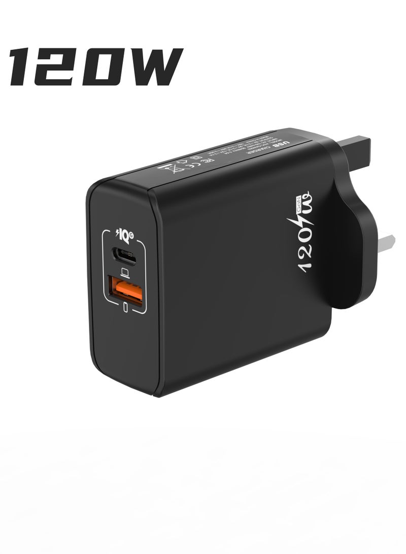 Beauenty 120W UK gallium nitride Super Fast Charging Adapter Mobile Phone Charger Travel Power Adapter Black - Image 1