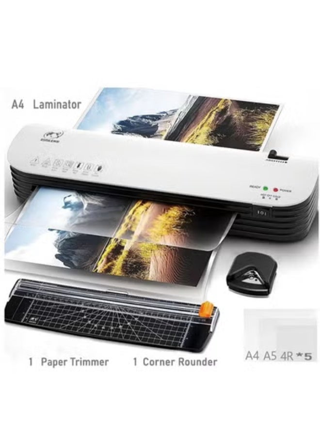 OSMILE SL299 Hot And Cold Laminating Machine, A4A5A6 Laminator Machine Set, 4 in 1 Thermal Laminator for Home Office School Use, 9 inches Max Width,Paper Trimmer,Corner Rounder (15 Laminating Pouches) - Image 1