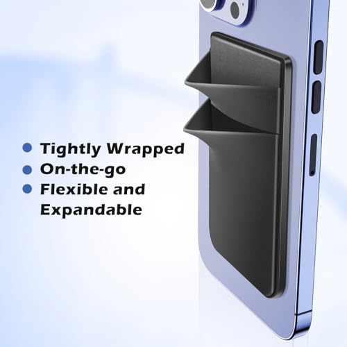 CloudValley Magnetic Wallet Compatible with MagSafe for iPhone 16 15 14 13 12 Promax, 5 Card Stick on Back of Phone Credit Cards/ID Card Cell Phone Card Holder for Phone Case with Mag-Safe, Black - Image 3