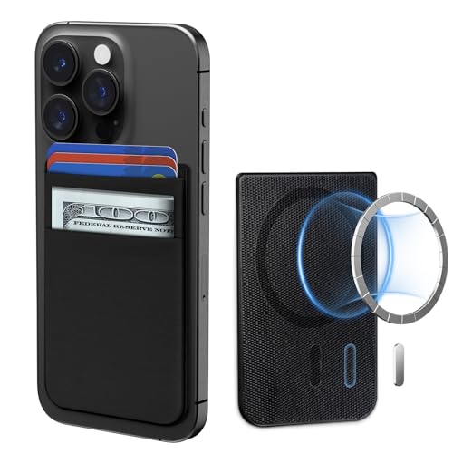 CloudValley Magnetic Wallet Compatible with MagSafe for iPhone 16 15 14 13 12 Promax, 5 Card Stick on Back of Phone Credit Cards/ID Card Cell Phone Card Holder for Phone Case with Mag-Safe, Black - Image 1