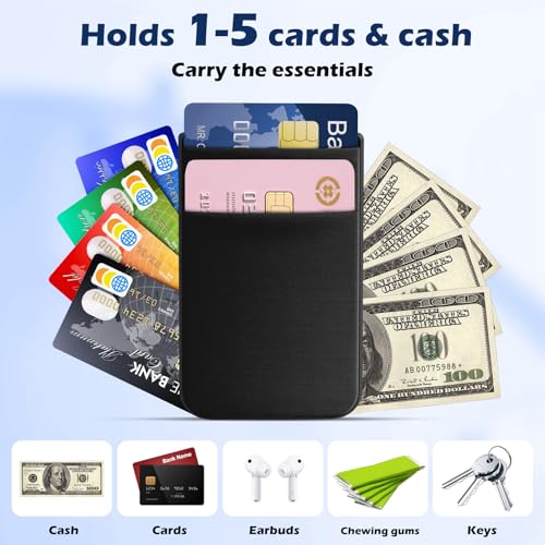 CloudValley Magnetic Wallet Compatible with MagSafe for iPhone 16 15 14 13 12 Promax, 5 Card Stick on Back of Phone Credit Cards/ID Card Cell Phone Card Holder for Phone Case with Mag-Safe, Black - Image 2