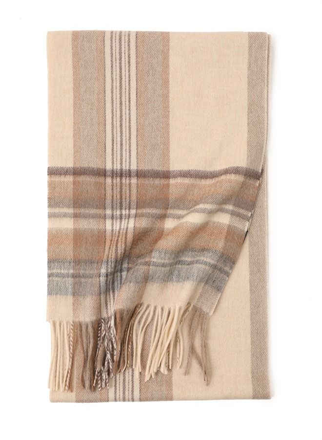Loquat Warm Long Cashmere Check Scarf Multicolour 