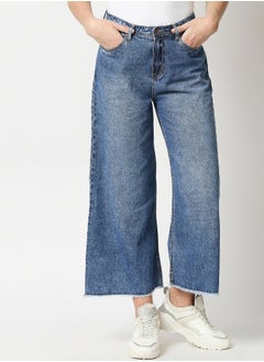 HIGH STAR Women Blue Straight Fit High-Rise Heavy Fade Jeans 