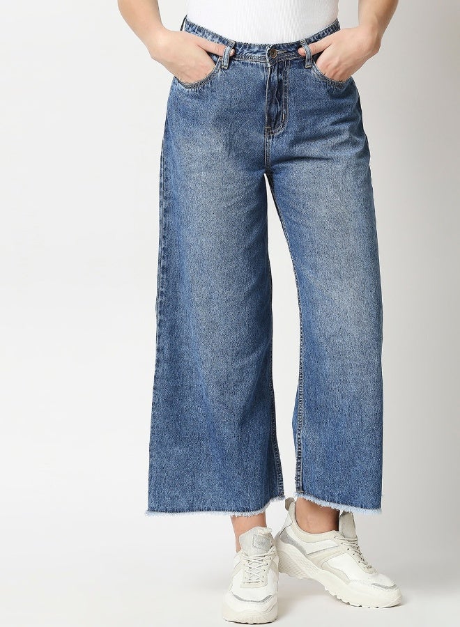 HIGH STAR Women Blue Straight Fit High-Rise Heavy Fade Jeans 