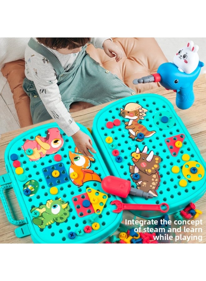 Loquat Children's Puzzle Disassembly Tool Box Screw Assembly Toy Boy Electric Drill Baby Hands-on Assembly 3 Years Old 6-Color:DIY Screw Disassembly And Assembly Screw Box Cute Zoo Theme-362-piece Set + Re - Image 3