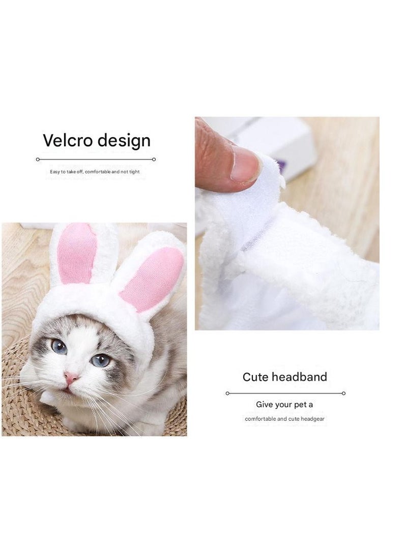 A.M Easter Bunny Ear Cat Hat Adjustable Pet Costume Headband Cute Kitten Puppy Cap Soft Warm Teddy Headwear - Image 3