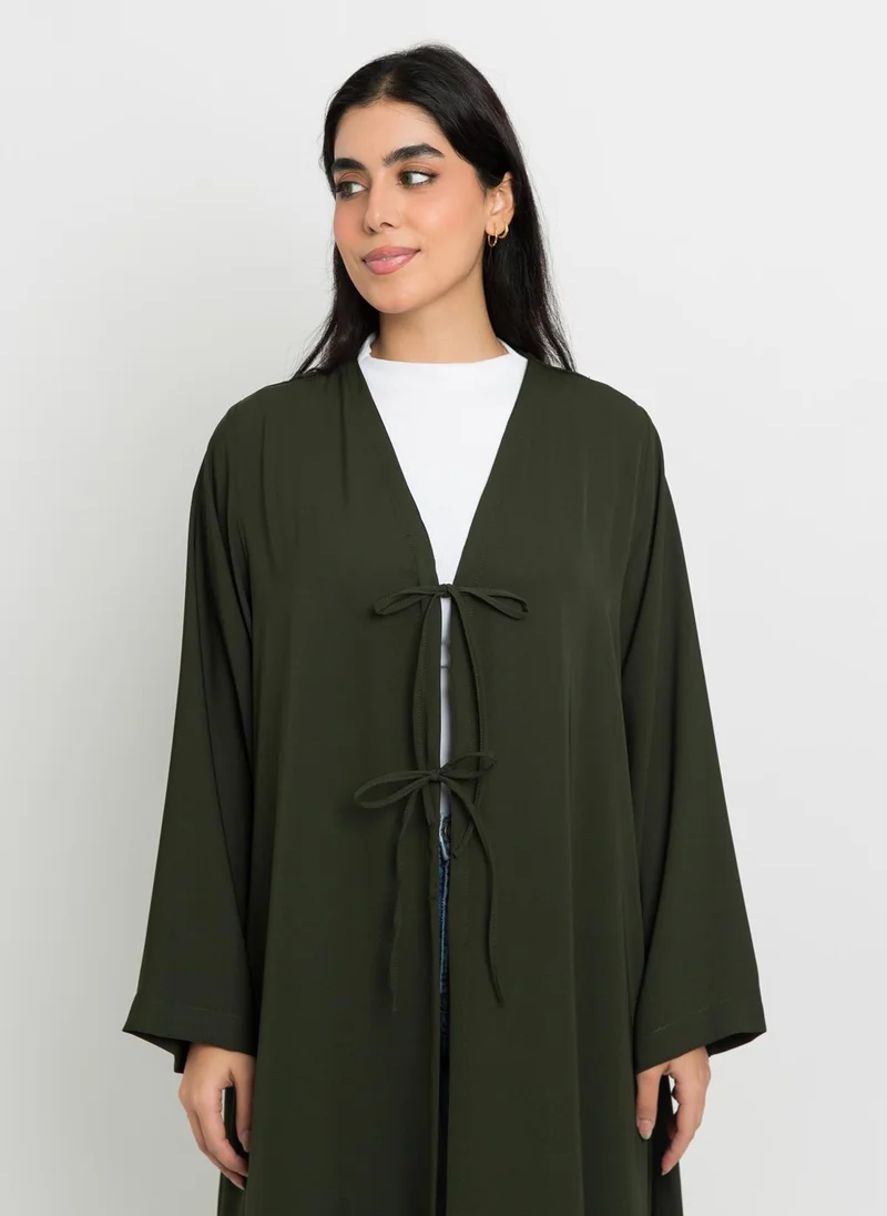 Kaafmeem Olive Bow Abaya