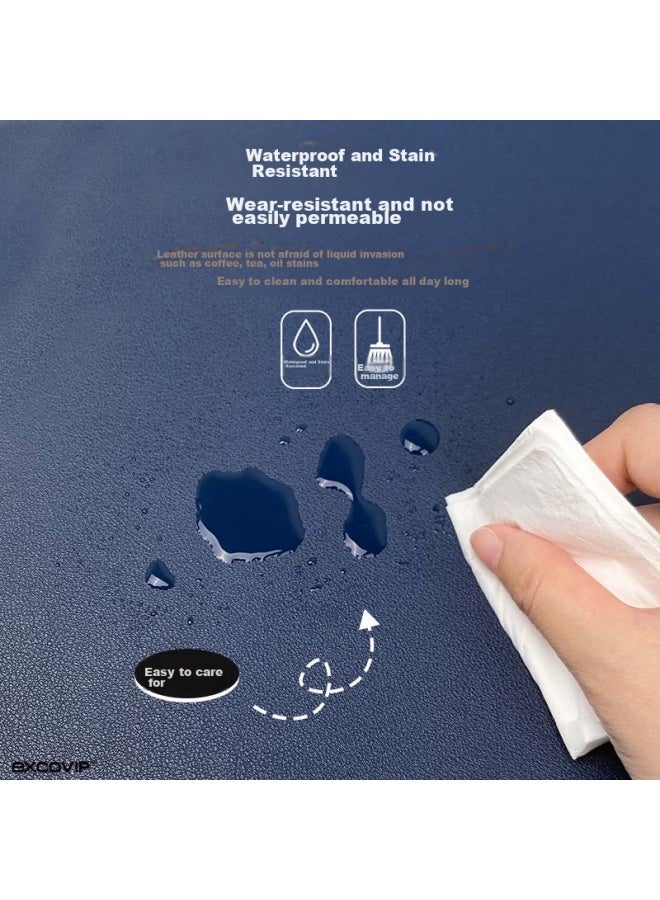 Exco 1.4-meter Blue And Yellow Double-sided Waterproof Leather Mouse Pad, Study Desk Pad, Computer Office Desk Pad, Extra Large Gaming Keyboard Pad, Leather Computer Desk Mat 9789 - Image 5