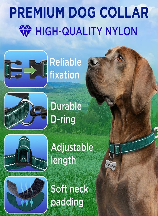 TECEUM Reflective Dog Collar - Dark Emerald Green - S - Extra Soft Padding - Basic Nylon Pet Collar - Quick Release Buckle - Fits Small, Medium and Large Dogs, Puppies, Cats - Image 2