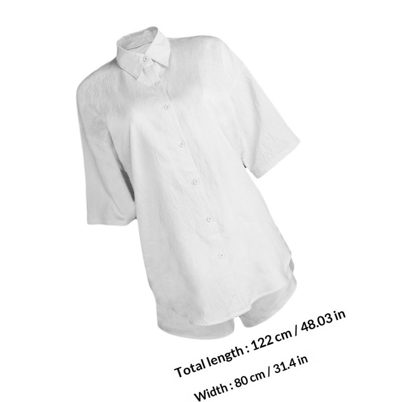 👕 قميص نسائي غير رسمي مريح من قماش مقاوم للاستخدام اليومي مع شورت مطابق - Image 2