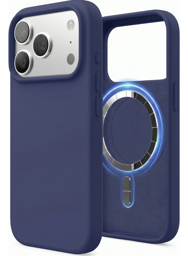 iPhone 17 Pro Max Liquid Silicone Case, MagSafe Compatible, Military-Grade Shockproof, Anti-Yellowing & Anti-Slip, Elegant Soft Slim Design (Dark Blue） - Image 1
