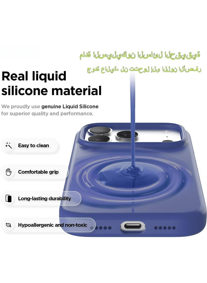 iPhone 17 Pro Max Liquid Silicone Case, MagSafe Compatible, Military-Grade Shockproof, Anti-Yellowing & Anti-Slip, Elegant Soft Slim Design (Dark Blue） - Image 2
