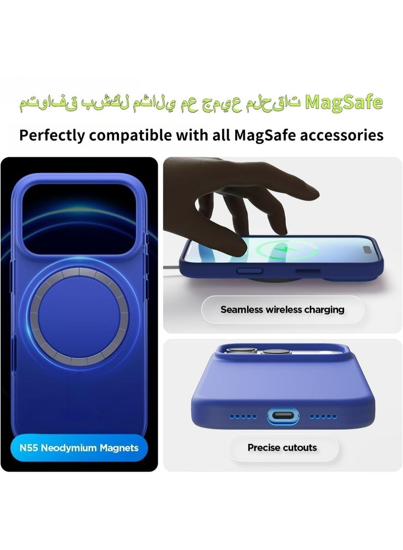 iPhone 17 Pro Max Liquid Silicone Case, MagSafe Compatible, Military-Grade Shockproof, Anti-Yellowing & Anti-Slip, Elegant Soft Slim Design (Dark Blue） - Image 3