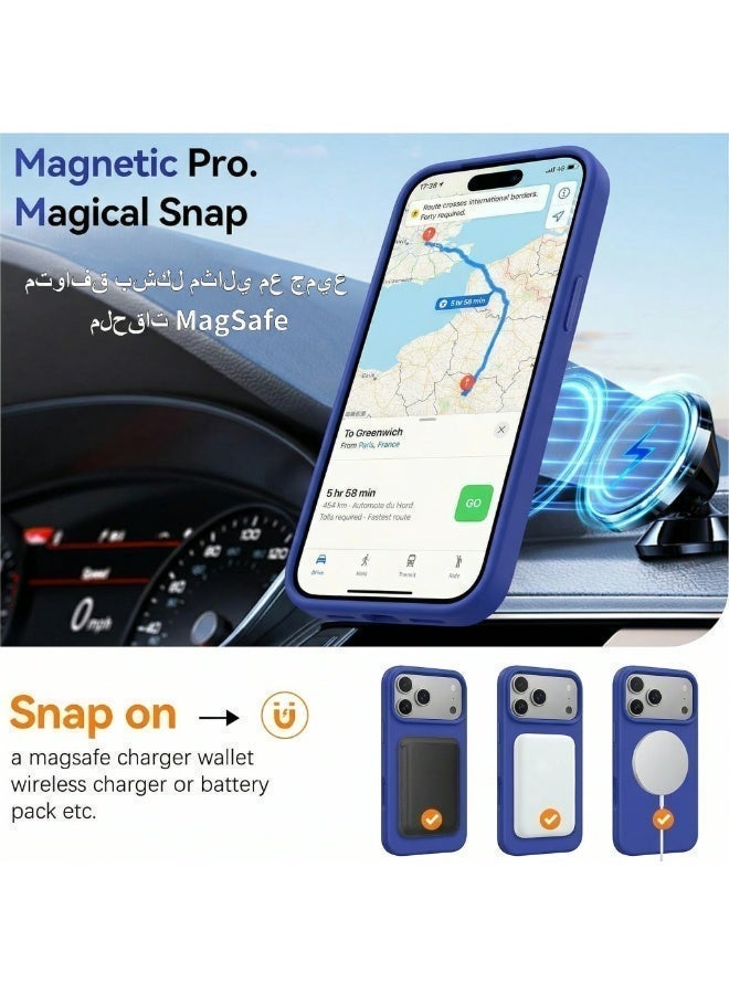 iPhone 17 Pro Max Liquid Silicone Case, MagSafe Compatible, Military-Grade Shockproof, Anti-Yellowing & Anti-Slip, Elegant Soft Slim Design (Dark Blue） - Image 5