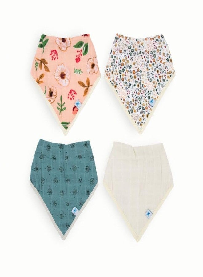 Little Unicorn Baby Bandana Bib 4 pack | Absorbent, Extra Soft Cotton for Drooling & Teething | Adjustable fit (Vintage Floral) - Image 1