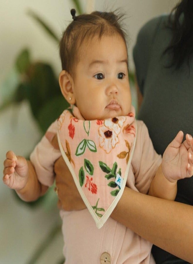 Little Unicorn Baby Bandana Bib 4 pack | Absorbent, Extra Soft Cotton for Drooling & Teething | Adjustable fit (Vintage Floral) - Image 4