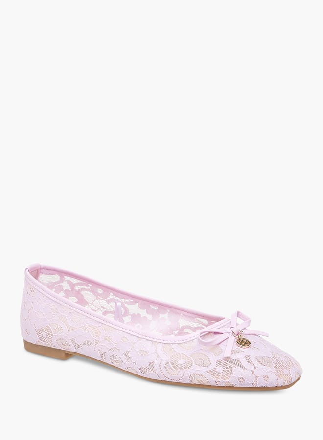 Celeste Womens Textured Bow Accent Slip-On Ballerina Shoes  - Image 1